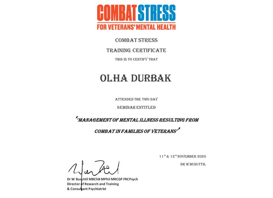 Тренінги для психологів Combat Stress